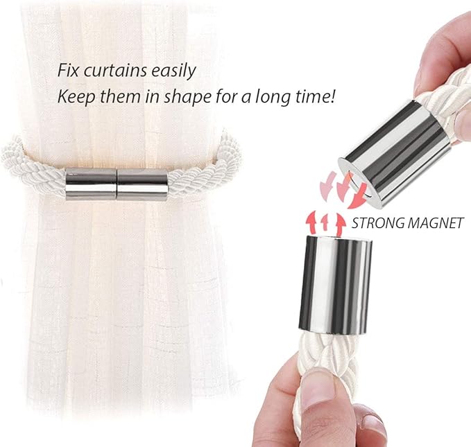 NICEEC 6 Pack Strong Magnetic Curtain Tiebacks Modern Simple Style Drape Tie - Image 4