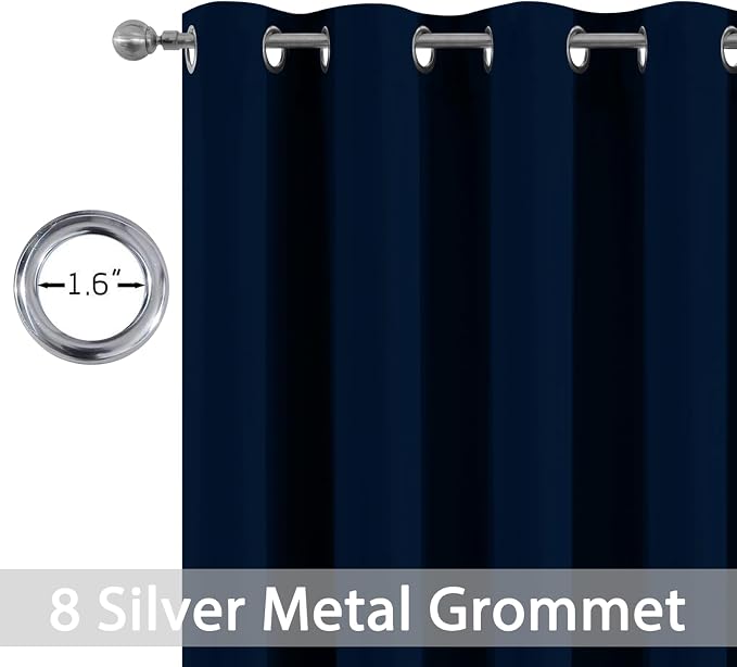Yakamok Room Darkening Curtains 52x84 inch Length Dark Blue-Living Room | 2 - Image 2