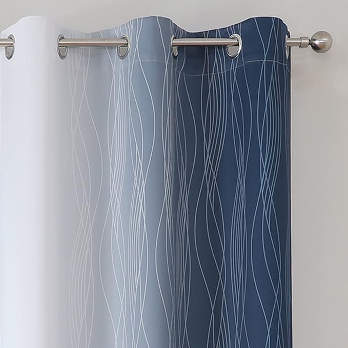 Estelar Textiler Full Room Darkening Greyish White and Navy Blue Blackout - Image 4