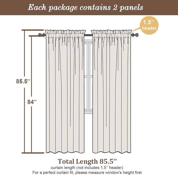 Chyhomenyc Sage Green Sheer Curtains 84 inches Long 2 Panels | Light Filtering - Image 3