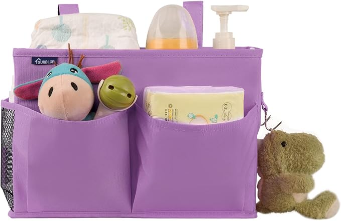 Surblue Caddy Hanging Organizer Bedside Storage Bag for Bunk and Hospital Beds, Purple, Small