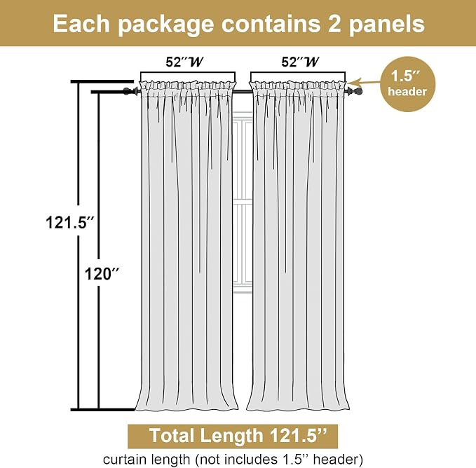 Lecloud Leia Charcoal Grey Sheer Curtains 120 Inches Long 2 Panels, Jacquard - Image 3