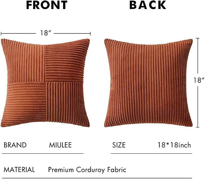 MIULEE Dark Rust Decorative Throw Pillow Covers 18x18 Inch - Image 6