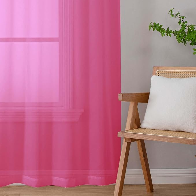 Extra Long Sheer Hot Pink Curtains - Image 8