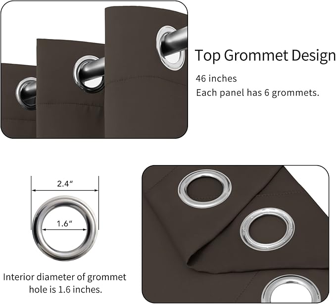 Easy-Going Blackout Curtains for Bedroom, Solid Thermal Insulated Grommet and Noise Reduction Window Drapes, Room Darkening Curtains for Living Room, 2 Panels(46x84 in, Taupe)