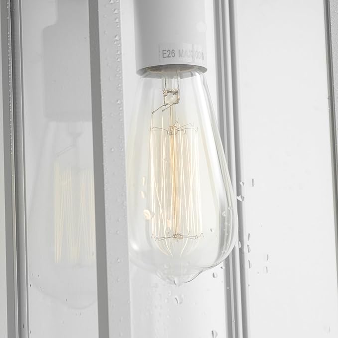 mirrea 18" Classic Outdoor Wall Sconce 1 Light in Matte White Rectangular Metal Frame and Clear Glass Shade Waterproof Porch Light Patio Light Pack of 2