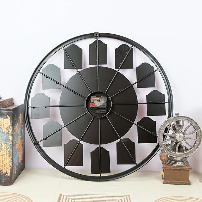 Large Wall Clock Separate Retro Dial Decorative Silent Non Ticking 20 Inch Big Vintage Farmhouse Clocks for Living Room,Black Metal Frame