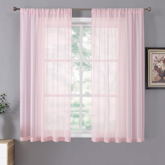 Tollpiz Short Sheer Curtains Living Room Linen Textured Curtain Sheers Light by Tollpiz