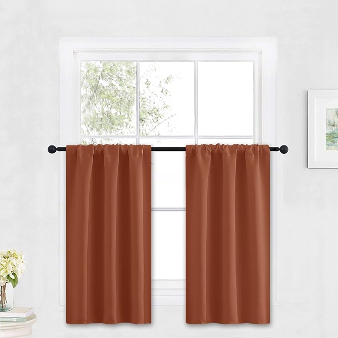 RYB HOME Kitchen Blackout Curtains Over Sink 36 inch Length, Rod Pocket Summer by RYBHOME