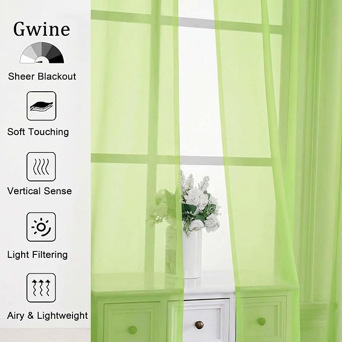 Gwine Sheer Curtains for Living Room 45 inch Length - Image 4