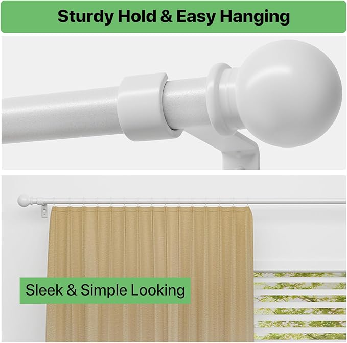 Curtain Rods for Windows 28-48 inch, 2 Pack White Curtain Rod - Image 6