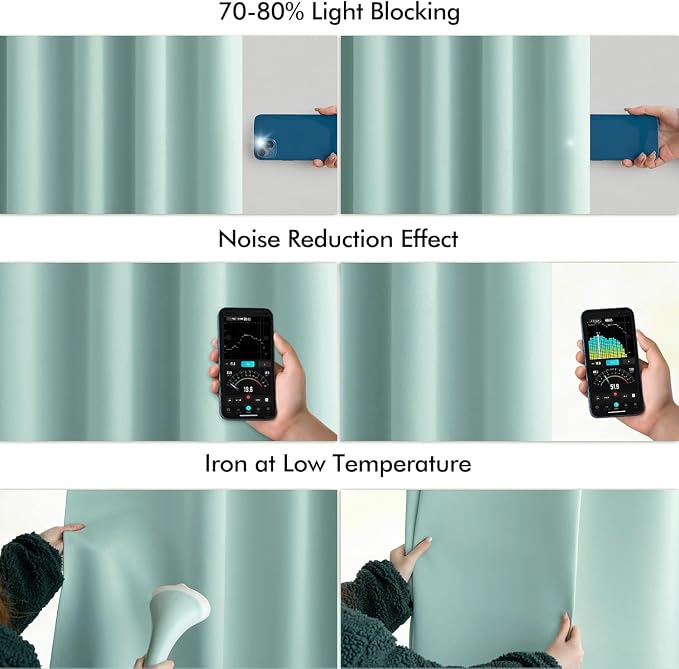 MIULEE Aqua Back Tab Blackout Curtains 52x96 Inch Long 2 Panels Set | Rod - Image 5