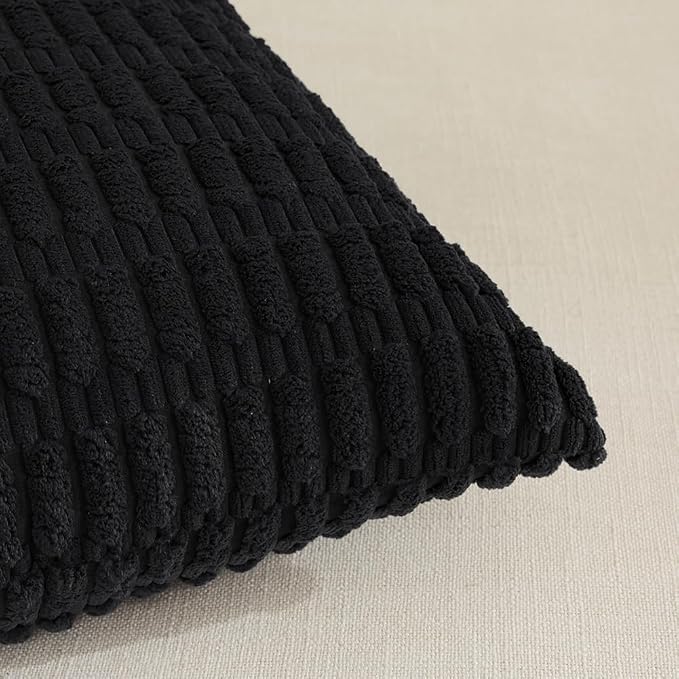 Fancy Homi 4 Packs Boho Black Decorative Throw Pillow Covers 22x22 Inch - Image 4