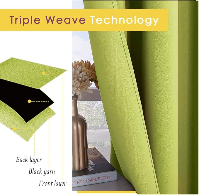 NICETOWN Room Darkening Draperies Window Curtain Panels, Fresh Green, 2 Panels - Image 3