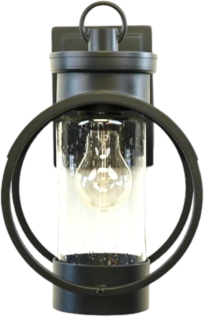 Muskoka Lifestyle Products Black Outdoor Weatherproof Wall Sconce Light Fixture, Rustic Porch Light, Entryway Light, Outdoor Wall Sconce Lantern