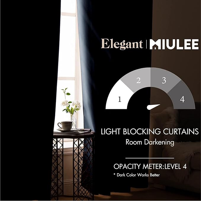 MIULEE Blackout Room Darkening Curtains Thermal Insulated Drapes Solid Window - Image 2