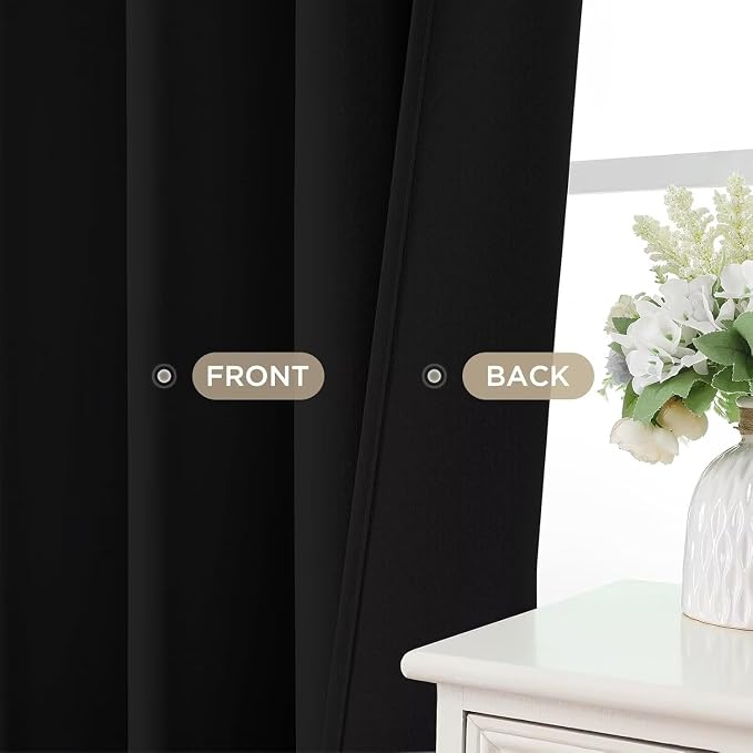 Joydeco Black Blackout Curtains 96 Inches, Thermal Insulated Long Curtains 2 - Image 5
