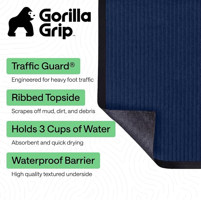 GORILLA GRIP Waterproof Traffic Guard Door Mat, 2 Pack Indoor Outdoor Durable - Image 2