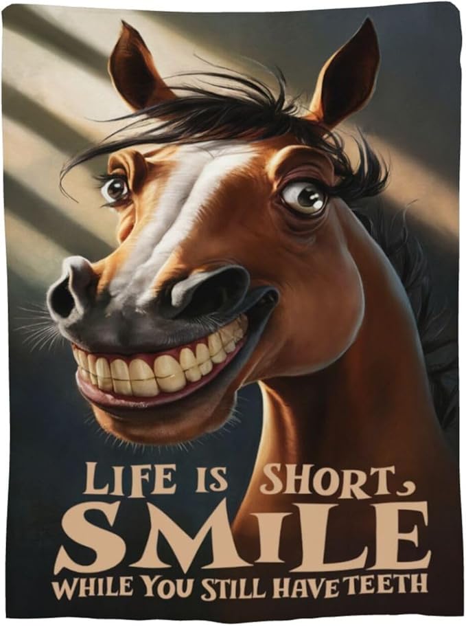 Funny Horse Throw Blanket Soft Fleece Blanket Men Women Gift for Kids Boys Girls for Party Couch Sofa Bed Deco Blankets 50x40 Inches