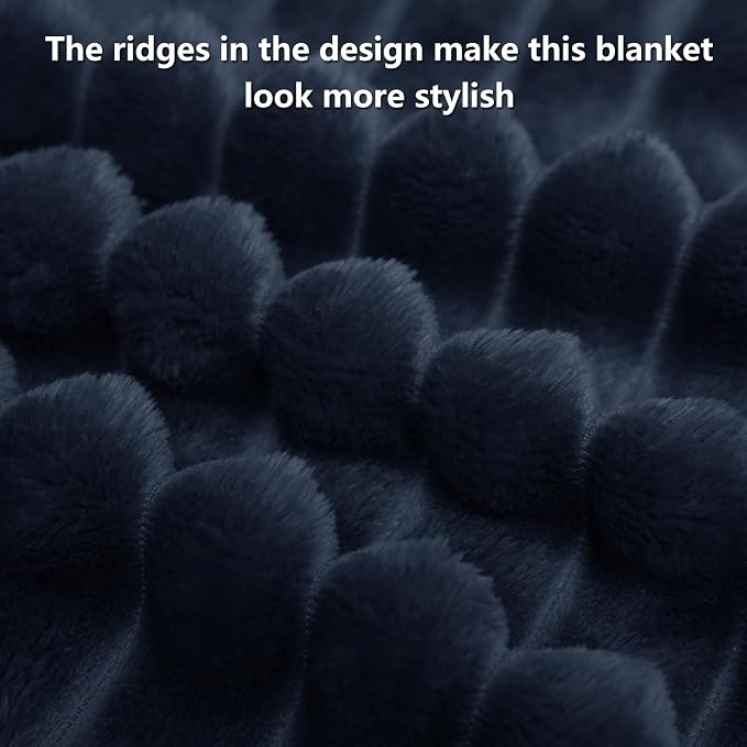 HIMEET Navy Blue Ribbed Throw Blanket - Image 8