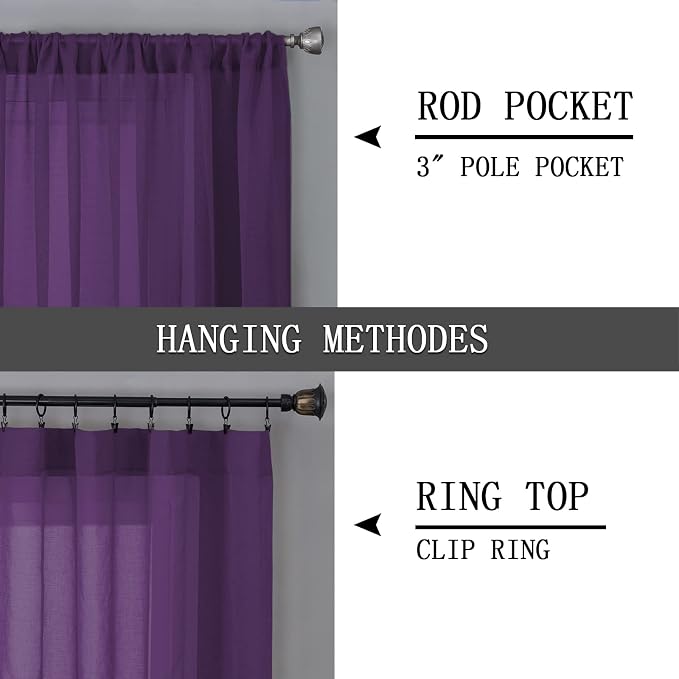 Tollpiz Sheer Curtain Linen Textured Living Room Curtains Sheer Light Filtering - Image 5