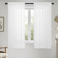 MIULEE White Linen Curtains Short 48 Inch Long 2 Panels by MIULEE