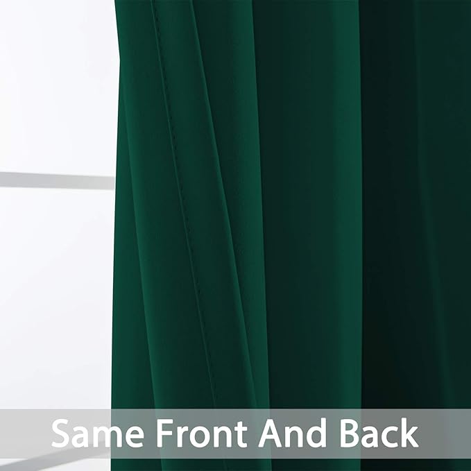 Yakamok Room Darkening Curtains 52x63 inch Length Dark Green-Living Room | 2 - Image 6