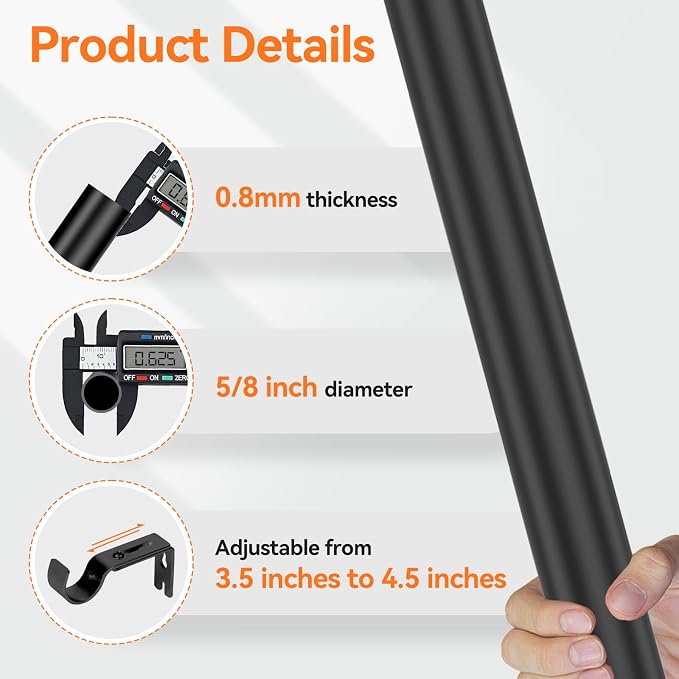 Curtain Rods for Windows 48 to 84 or 88 Inches Max - Image 3