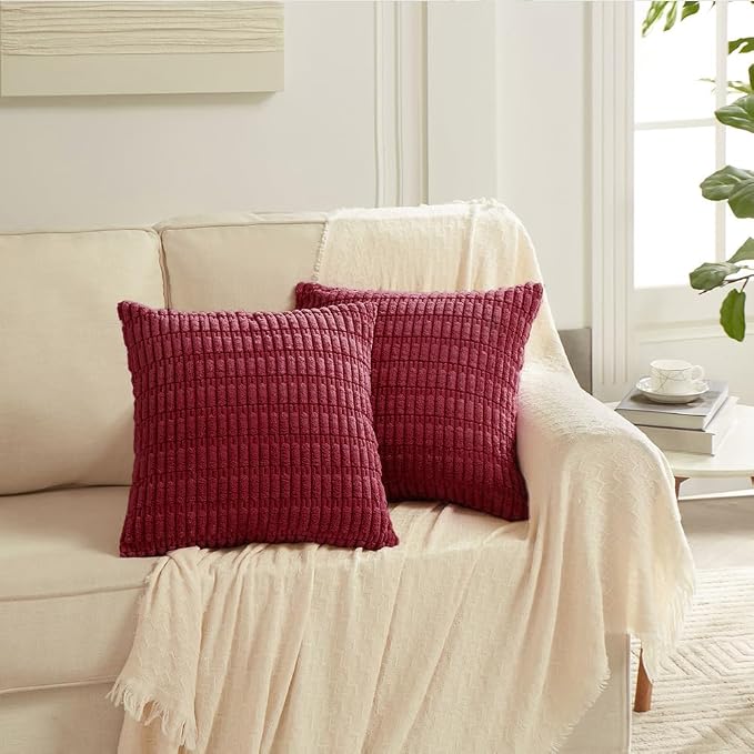 Fancy Homi 4 Packs Burgundy Decorative Throw Pillow Covers 22x22 Inch - Image 6