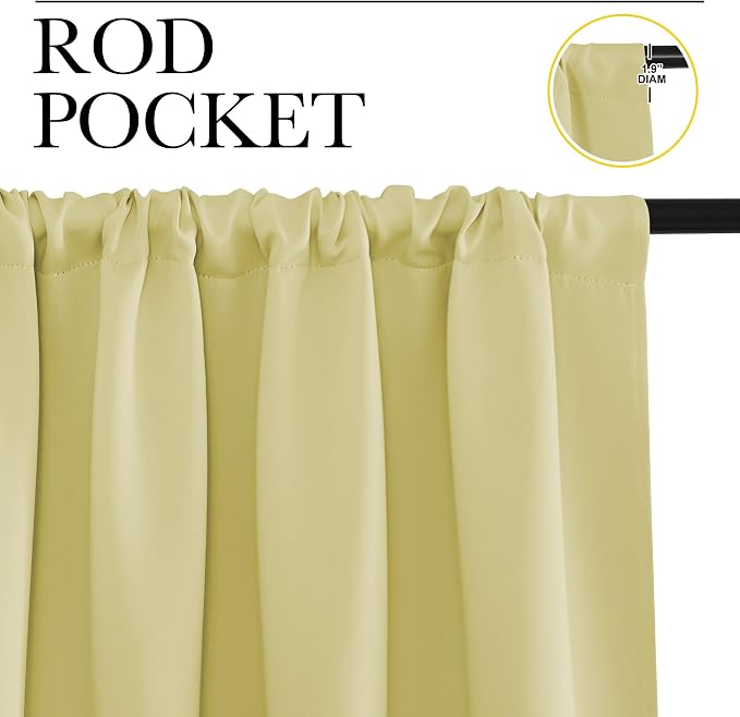 NICETOWN Kitchen Curtains, Short Blackout Curtains & Drapes, Paler Yellow - Image 2
