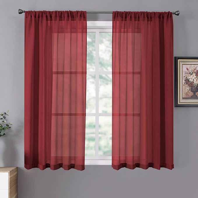 Tollpiz Sheer Curtains Linen Textured Bedroom Curtain Sheers Light Filtering by Tollpiz