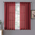 Tollpiz Short Sheer Curtain Linen Textured Living Room Curtains Sheer Light by Tollpiz