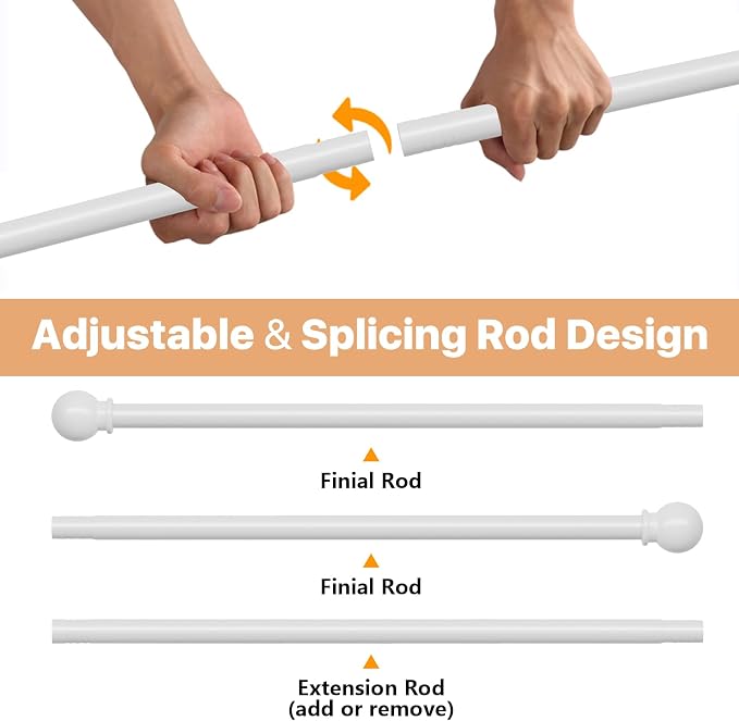 White Curtain Rods for Windows 66 to 120, Adjustable Long Drape Rod for Outdoor - Image 2