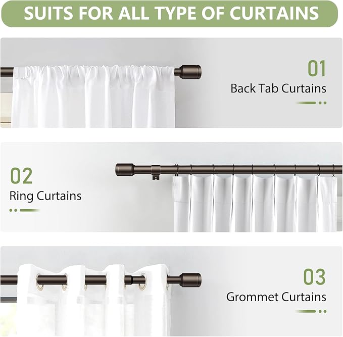 5/8” Diameter Bronze Curtain Rods 30-90 Inch, - Image 7