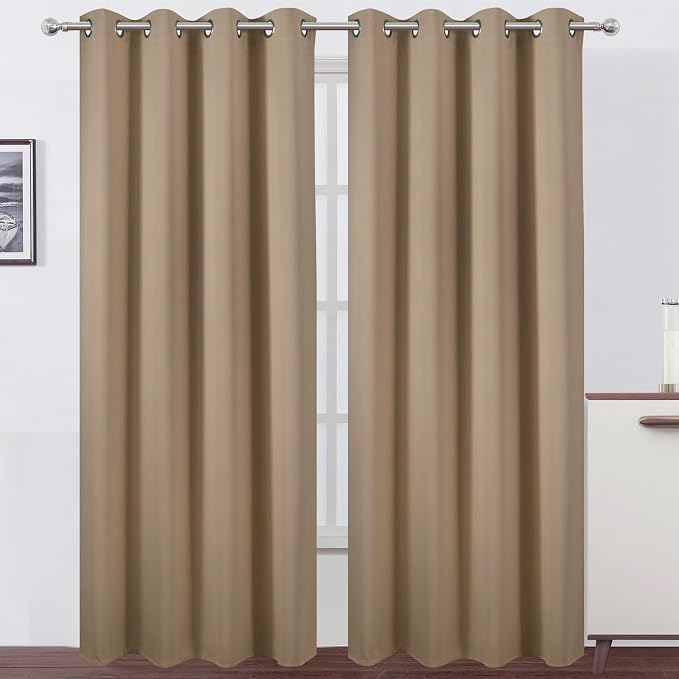 Blackout Curtains 52 x 108 inch/Natural Curtains Set of 2 Panels/Thermal by Lemomo