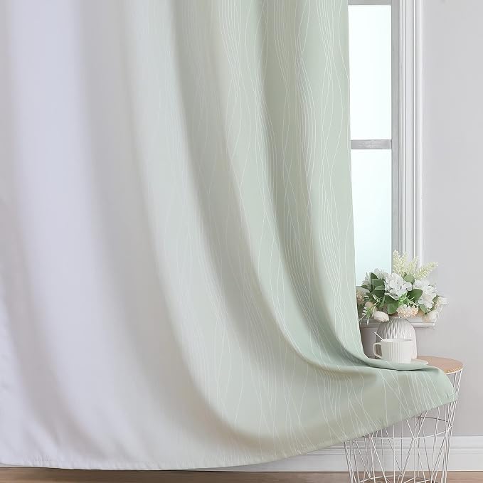 Estelar Textiler Sage Green and Greyish White Ombre Blackout Curtains 54 Inch - Image 6