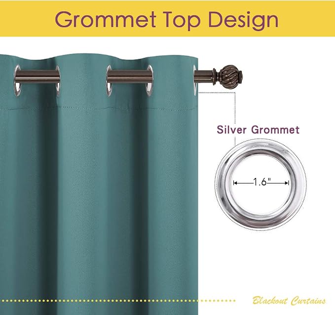 NICETOWN Window Curtain Panels, Thermal Insulated Solid Grommet Blackout - Image 2