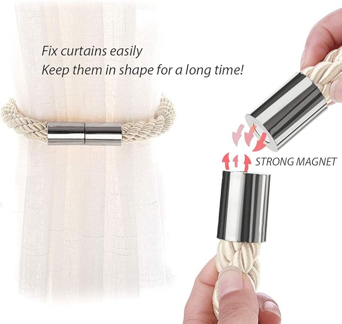 NICEEC 6 Pack Strong Magnetic Curtain Tiebacks Modern Simple Style Drape Tie - Image 4