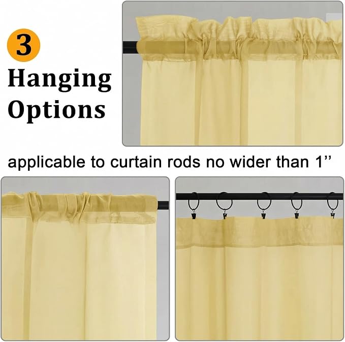 Gwine Short Kitchen Sheer Curtains 24 Inch Length - Image 2