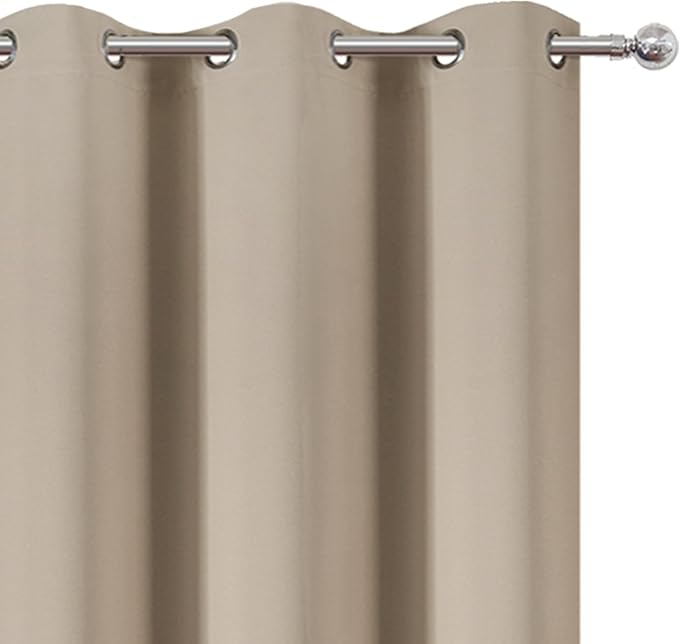 Khaki Thermal Blackout Curtains/42 x 95 Inch/Set of 2 Panels Room Darkening - Image 6