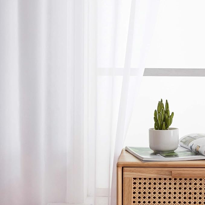 Cafe Curtains 36 Inch Length Tier 2 Pieces, Modern Soft Airy Sheer Kitchen - Image 7