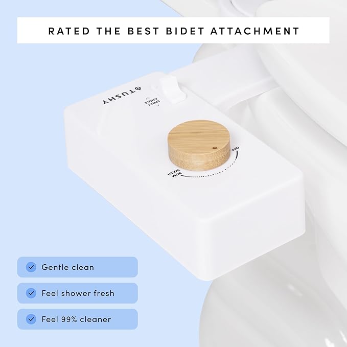 TUSHY Classic 3.0 Bidet Toilet Seat Attachment - A Non-Electric Self Cleaning Water Sprayer with Adjustable Water Pressure Nozzle, Angle Control & Easy Home Installation (Platinum)