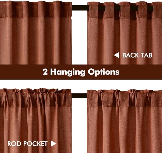 MIULEE Burnt Orange Fall Kitchen Curtain 36 Inch Length 2 Panels Farmhouse | - Image 4