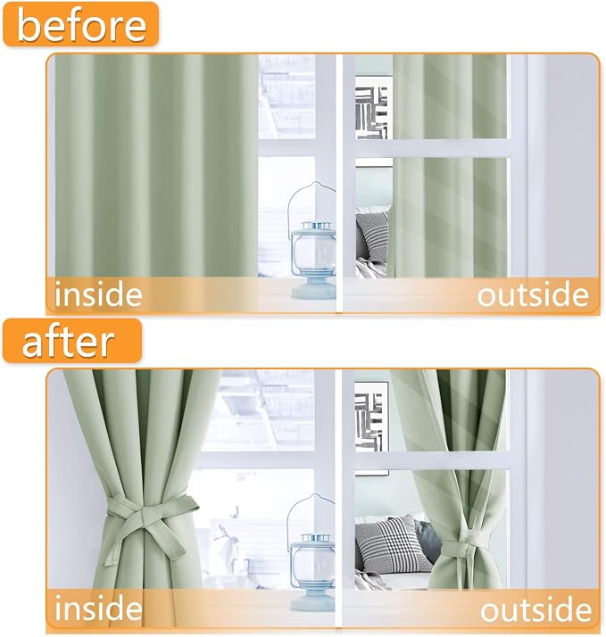 RV Blackout Curtains for Bedroom, 52 x 36 Inches Long Seafoam Green | Thermal - Image 5