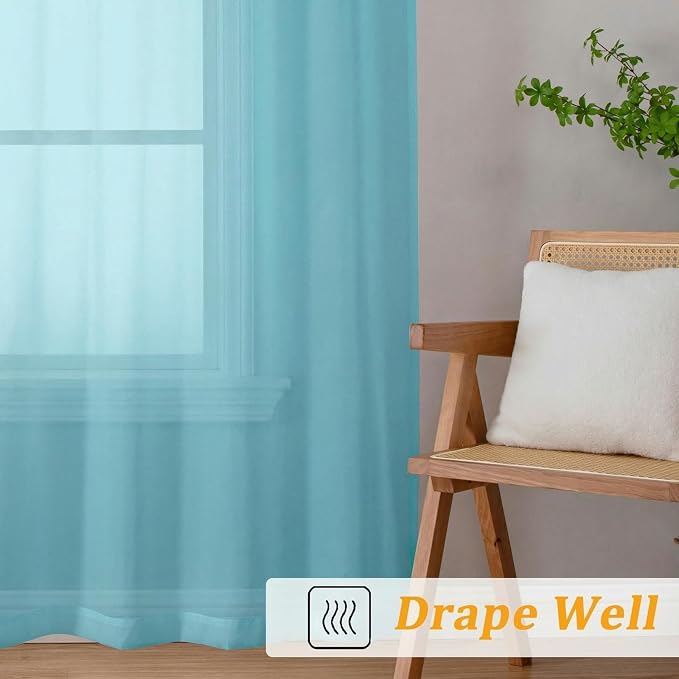 Gwine Short Kitchen Sheer Curtains 24 Inch Length - Image 6
