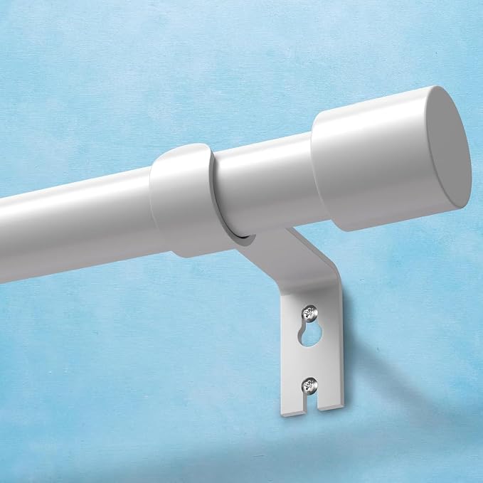 IFELS Heavy Duty Curtain Rods for Windows 48 to 84 Inch, 1 Inch White Curtain by IFELS
