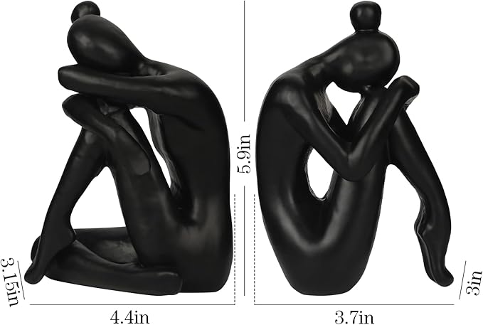 Unique Cast Iron Girl Thinker Bookends, Heavy-Duty Decorative Book Stoppers for Shelves, Creative Home and Office Desk Ornaments, 1 Pair/2 Pieces, 5.9"