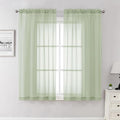 Lecloud Light Green Sheer Curtains 63 Inch Length 2 Panels Set, Elegant Voile by Lecloud