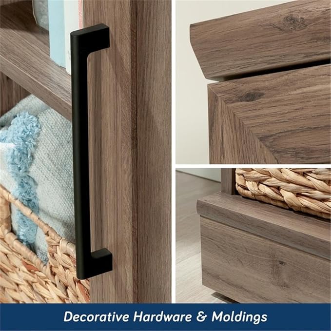 Sauder HomePlus Multi-Room Storage Cabinet with Adjustable Shelves and Door Positioning, Kitchen Laundry Bathroom Pantry Storage Cabinet, in Salt Oak Finish