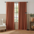 RYB HOME 100% Blackout Linen Textured Curtains 90 inches Long, Insulating by RYBHOME